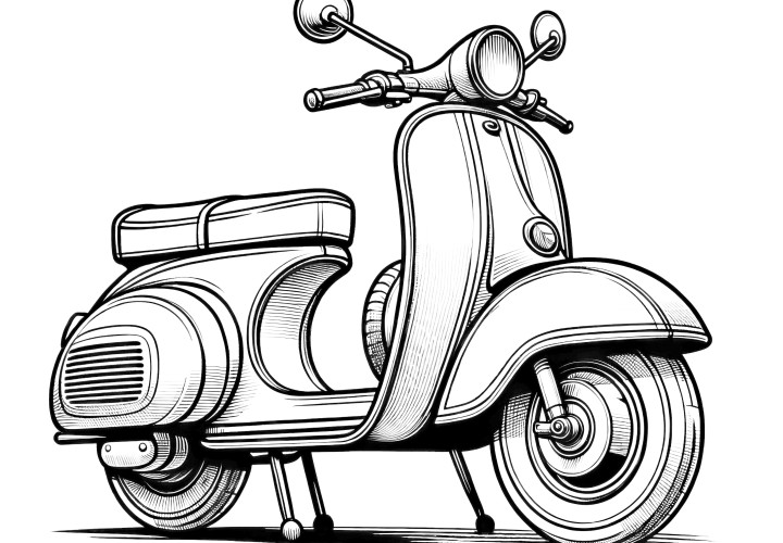 Scooter simple : Image à colorier (Gratuit)