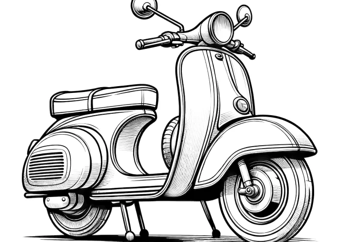 Simple scooter: Picture to color (free)