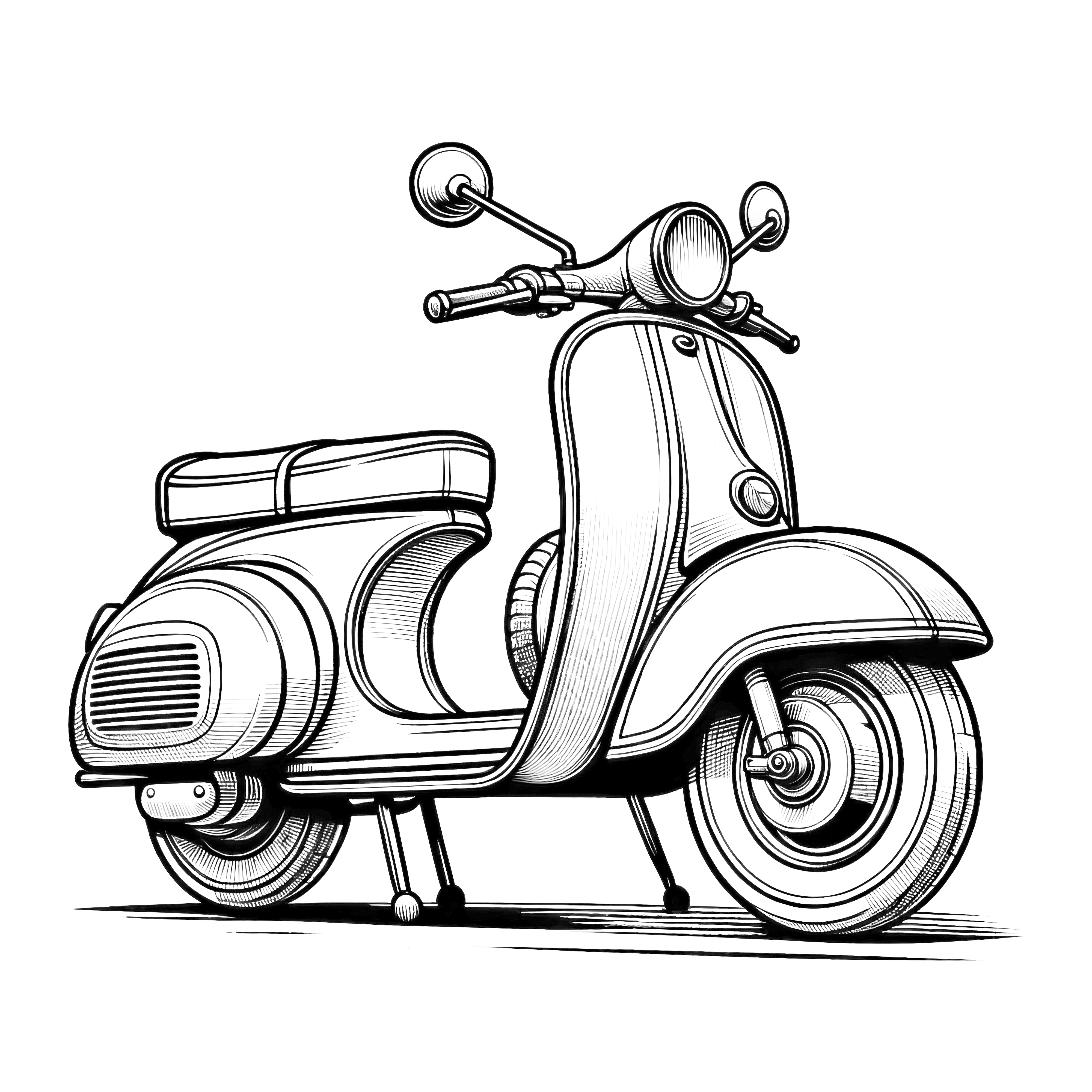 Scooter facile : image à colorier (Gratuit)