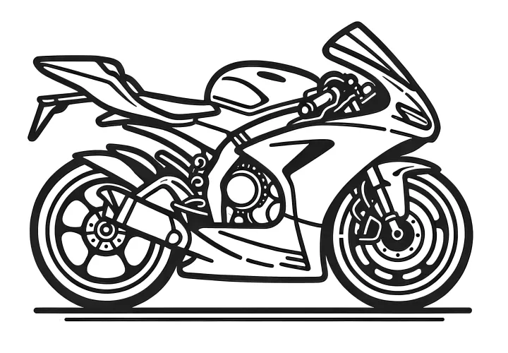 Sporty motorcycle: Easy coloring template for download (free)