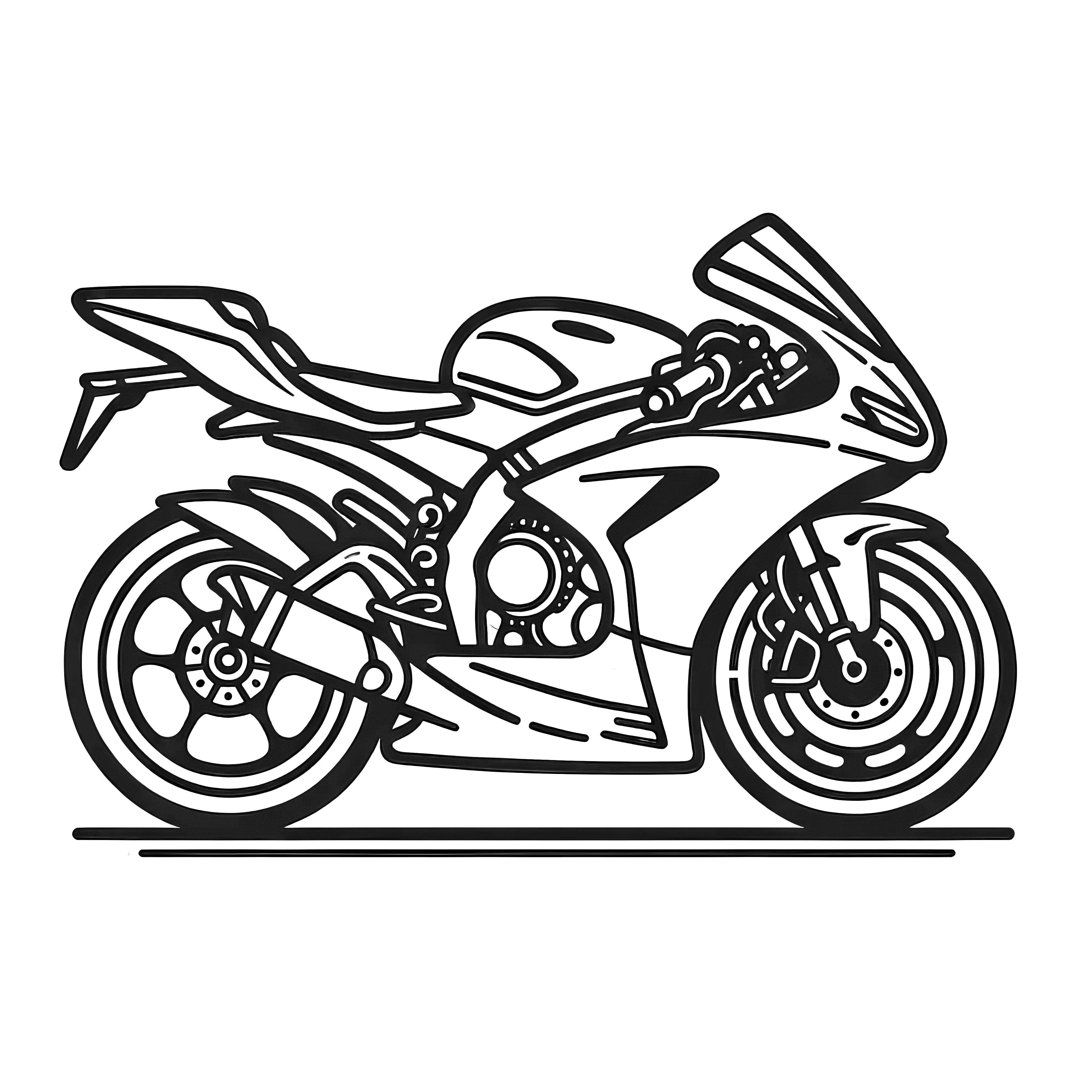 Sportliches Motorrad: Einfache Malvorlage zum Download (Gratis)