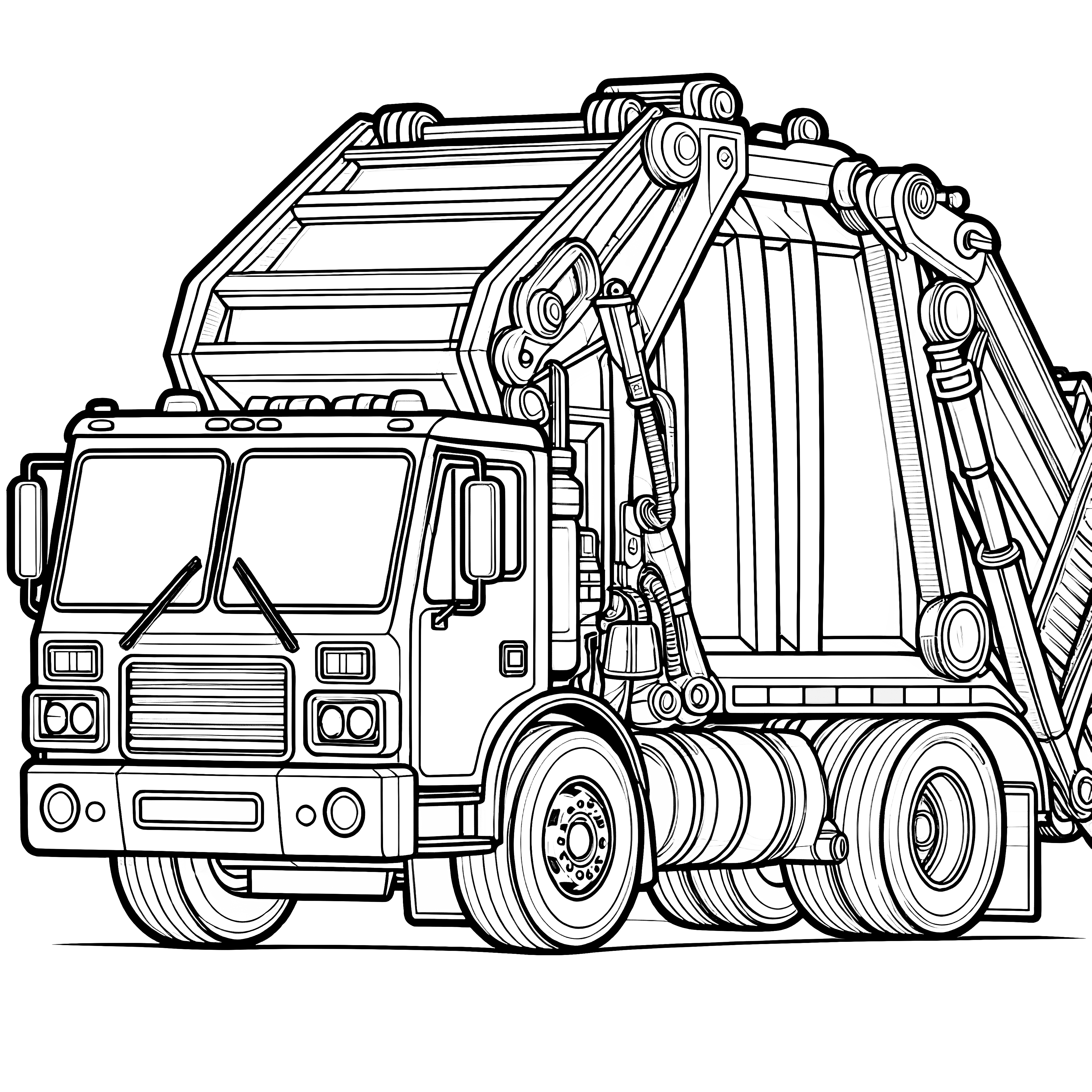 Large garbage truck as a coloring template (Free)