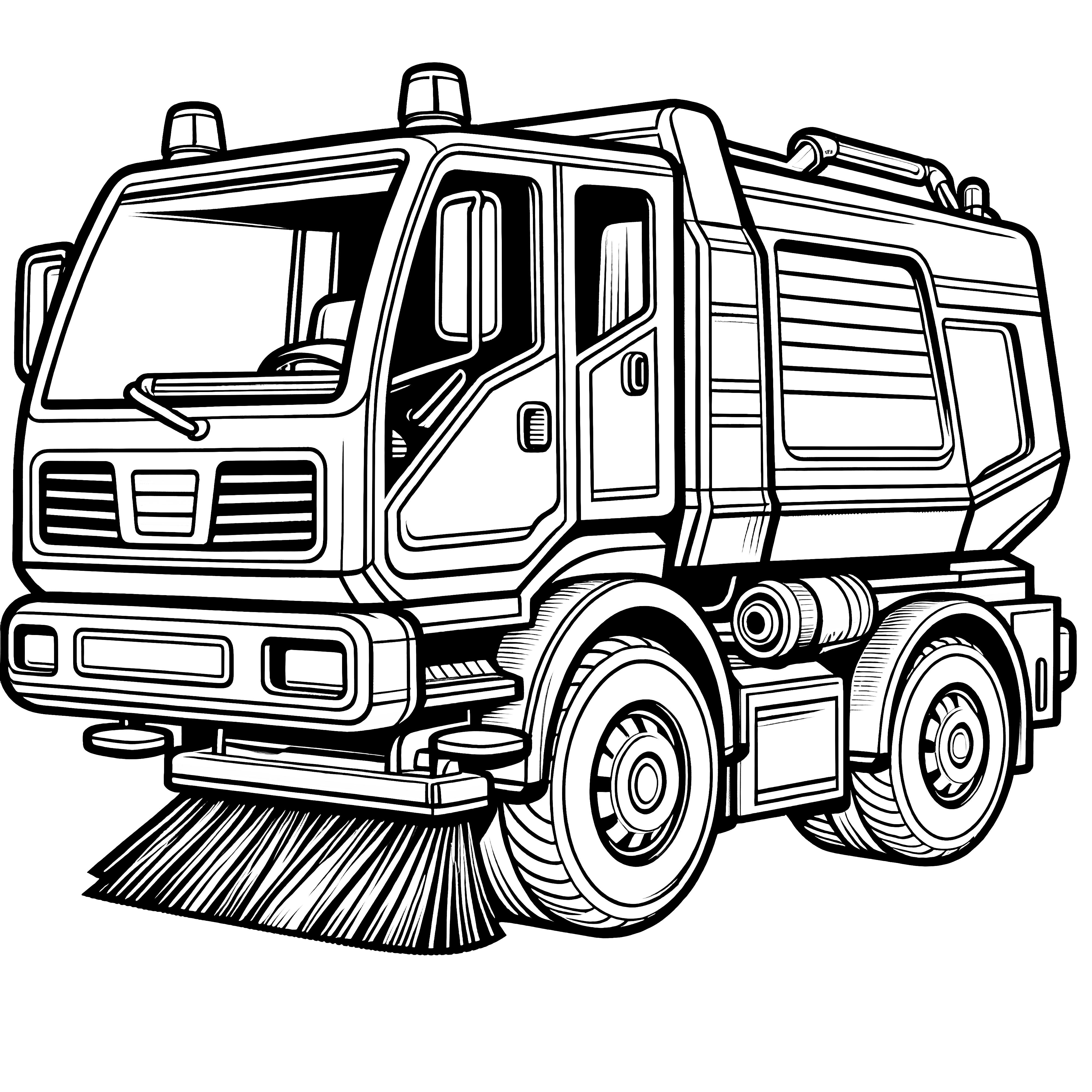 Garbage truck with street sweeper: Coloring picture for free download