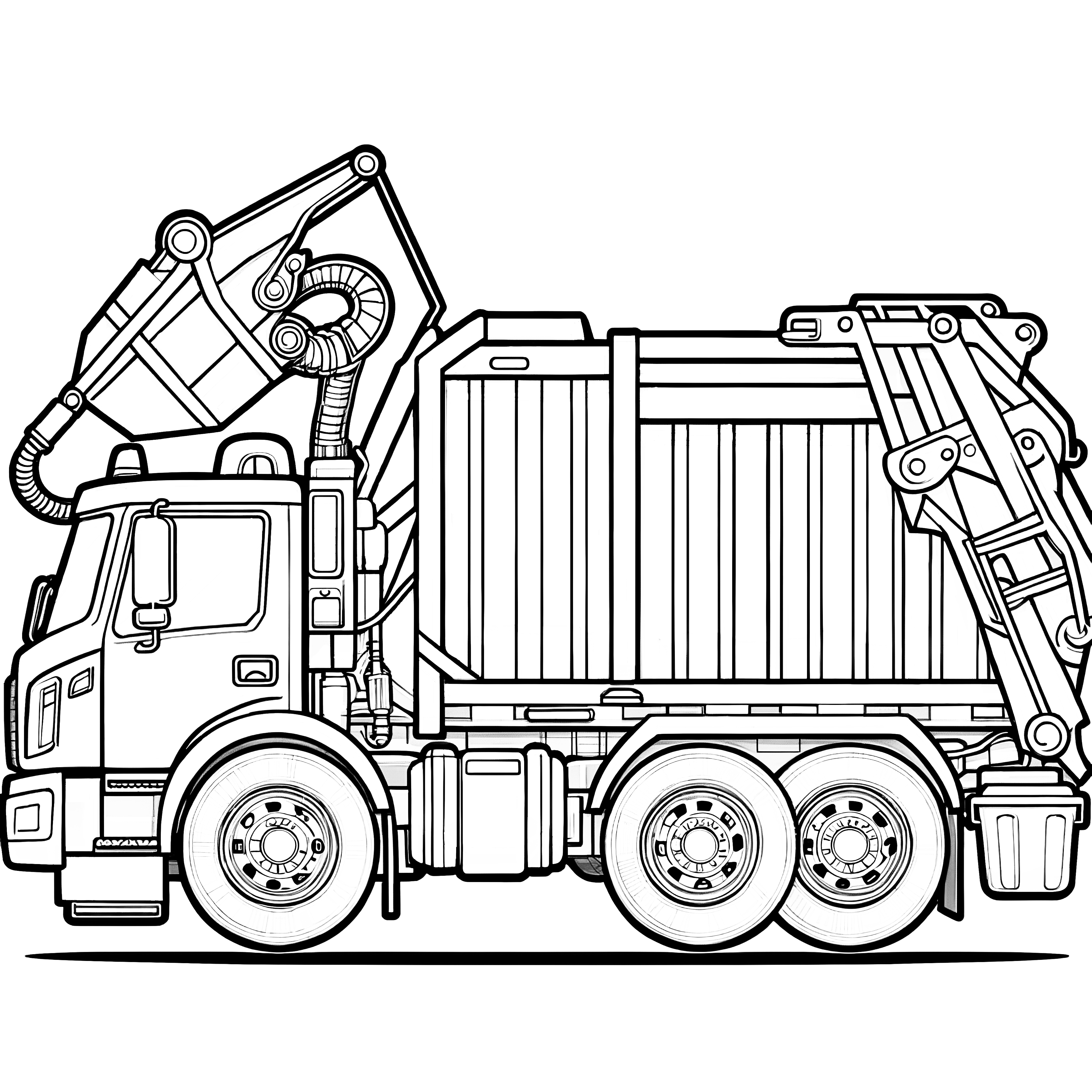 Garbage truck side view: Coloring page for download (Free)