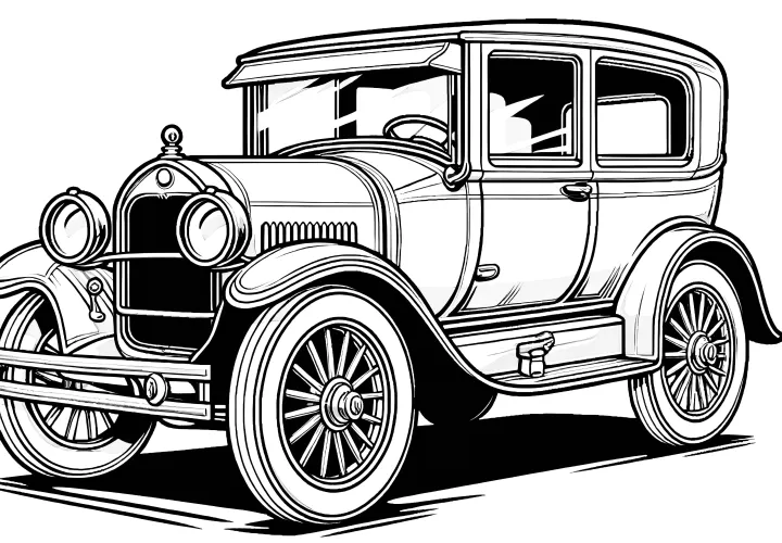 Classic vintage car as a coloring picture (Free)