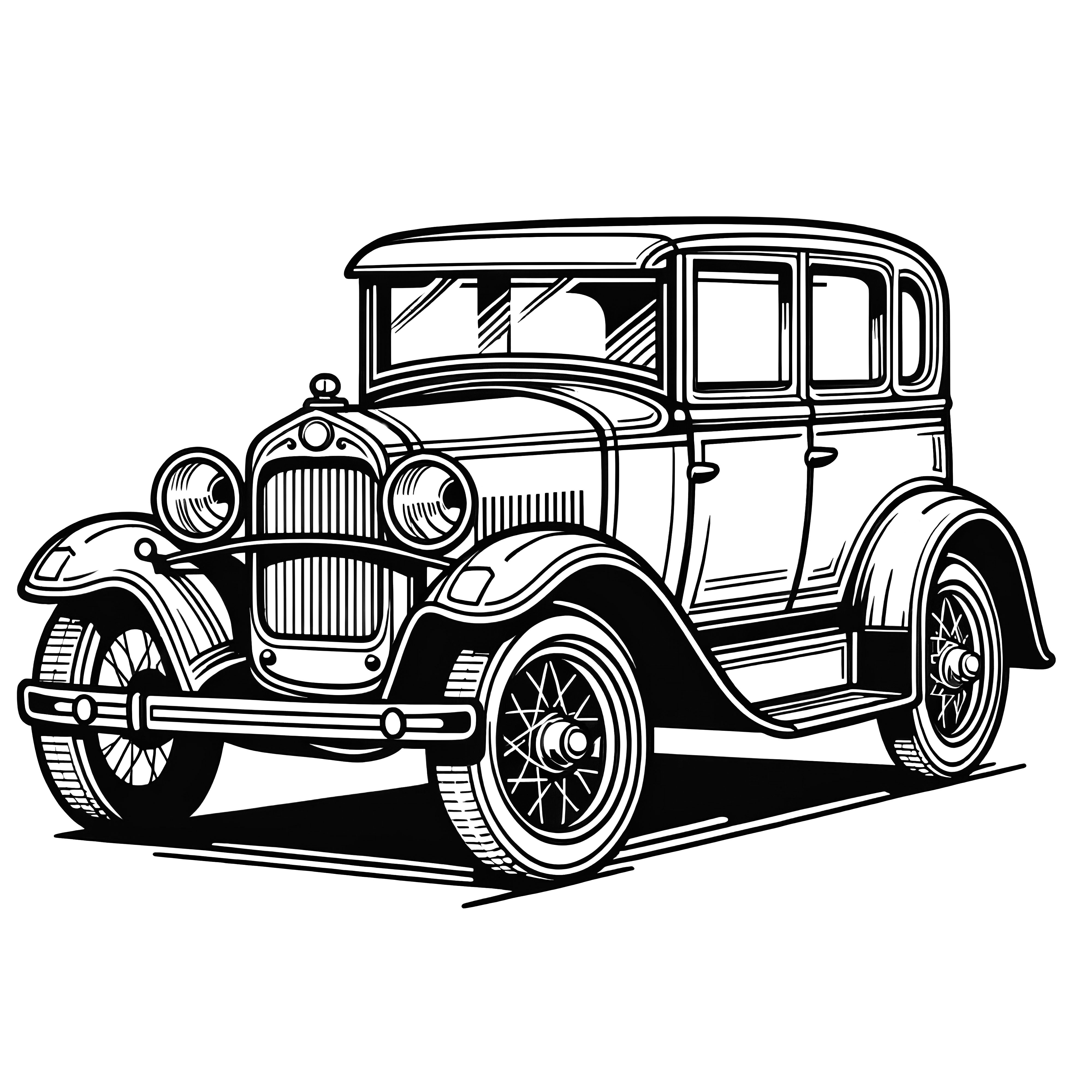 Voiture classique impressionnante : Coloriage à télécharger (Gratuit)