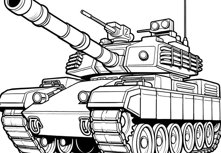 Powerful tank: coloring page available for free download