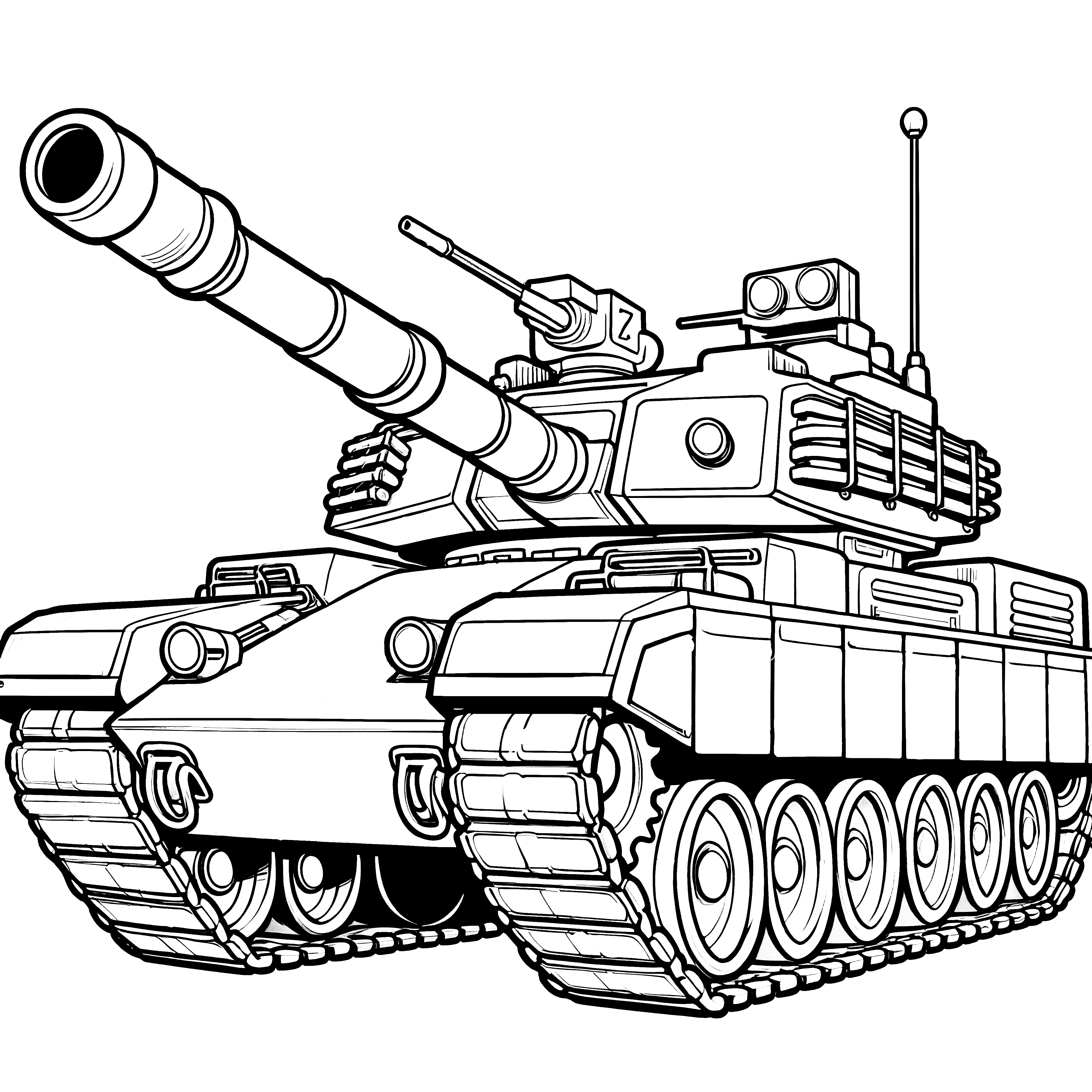 Powerful tank: Coloring page free to download