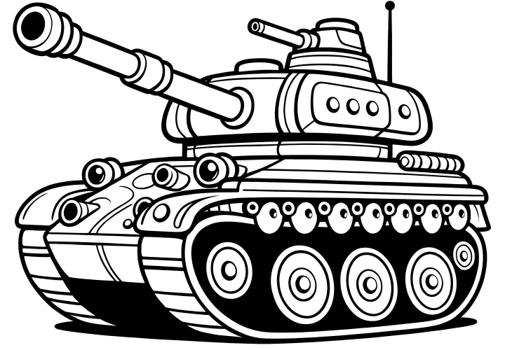 Tank: Simple coloring page for children (Free)