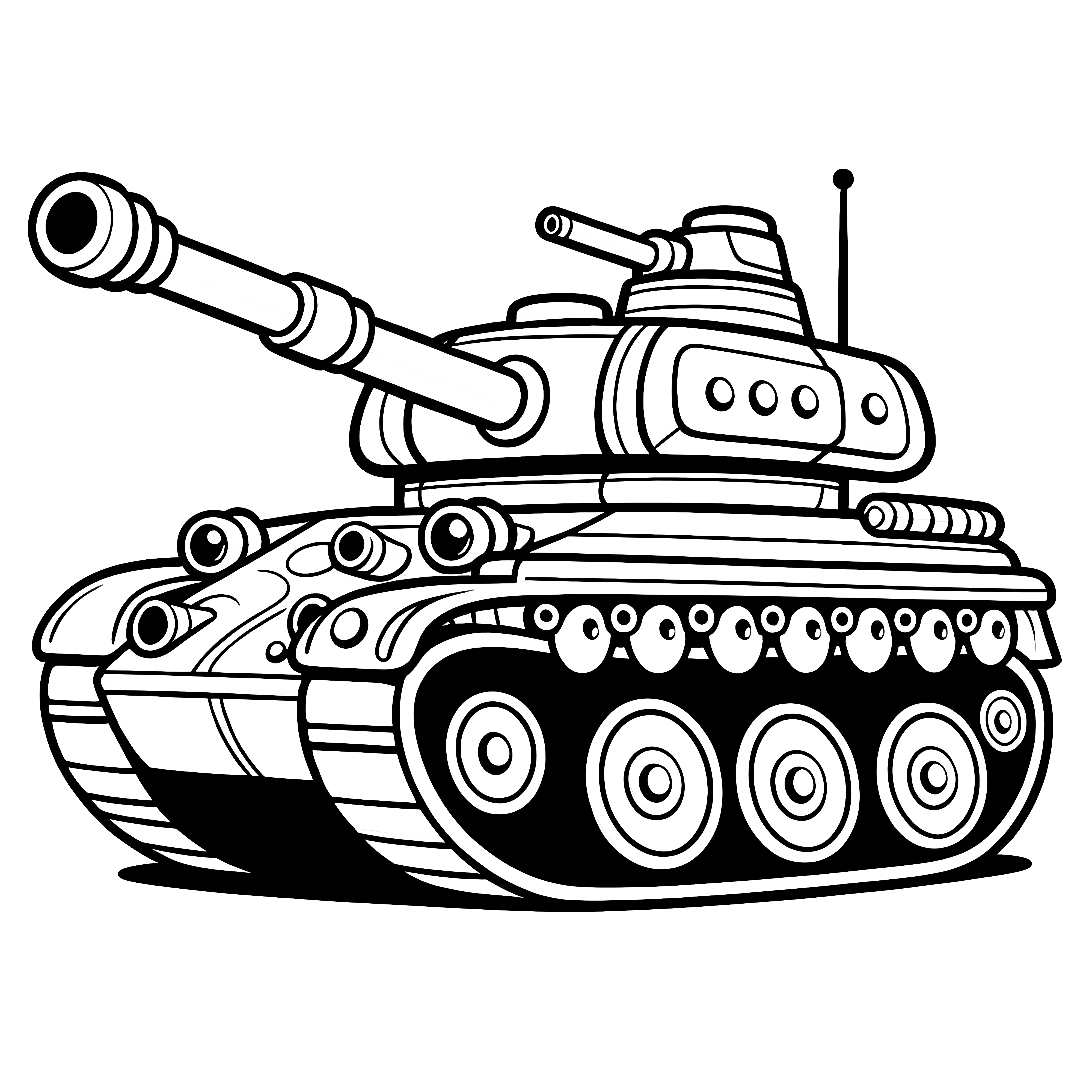 Tank: Página para colorir simples para crianças (gratuito)