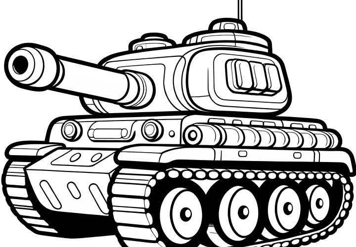 Classic Tank: Simple coloring picture available for free download