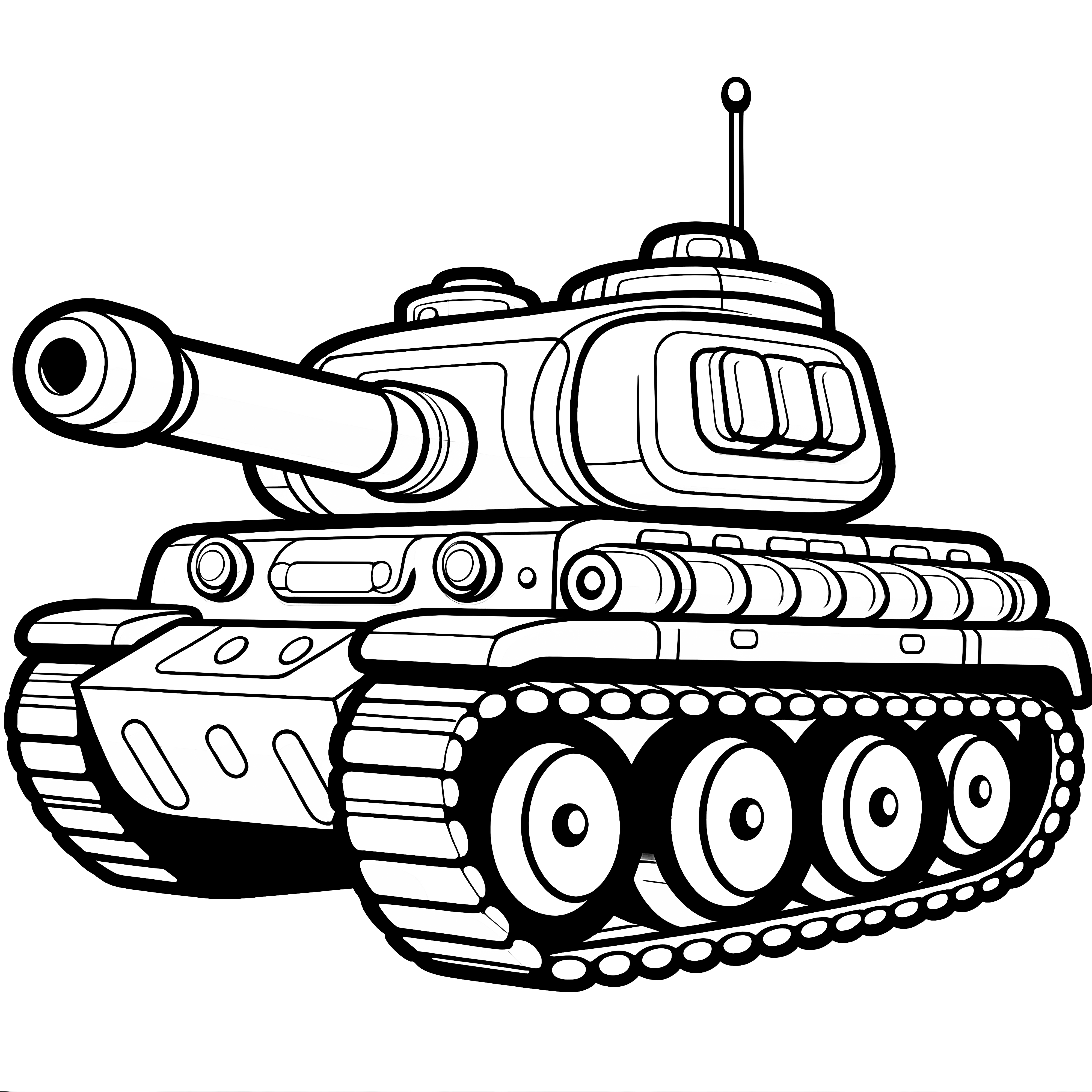 Tanque clássico: Imagem para colorir simples e gratuita para descarregar