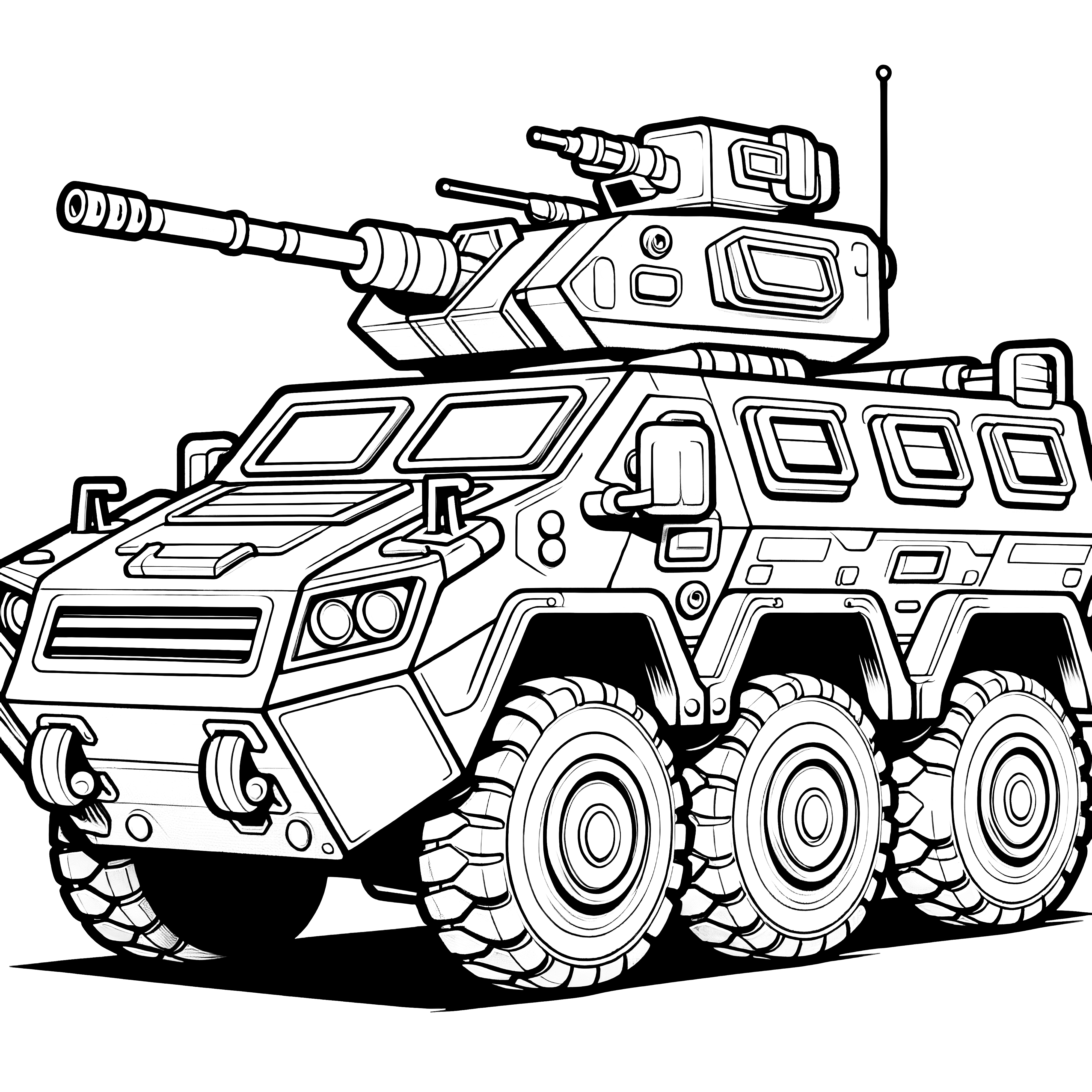 Monstrous armored vehicle: Coloring page available for free download