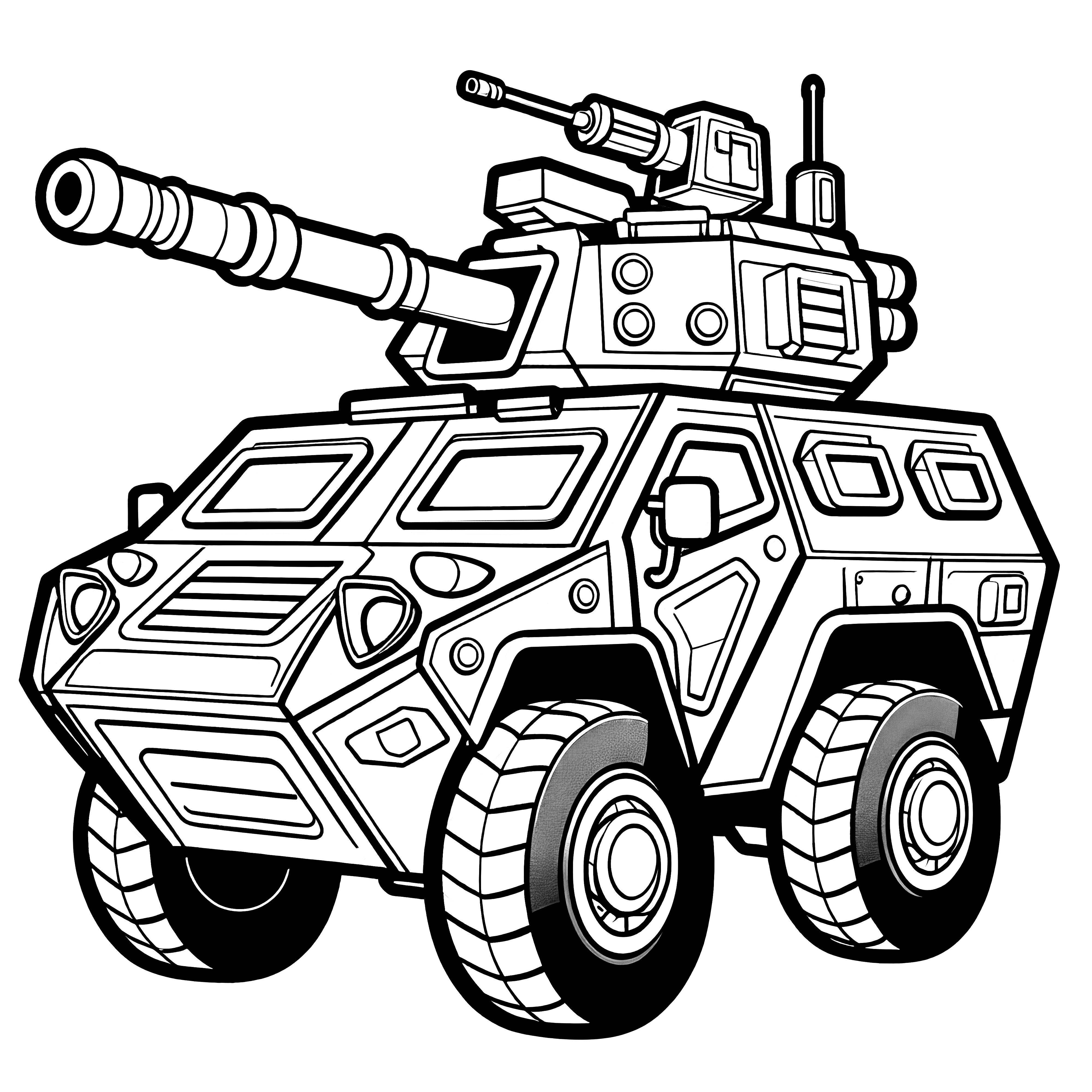 Sturdy armored vehicle: Picture for coloring (free)