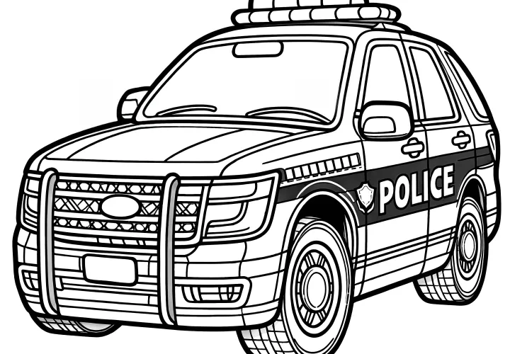 Classic police car: Coloring page for free download