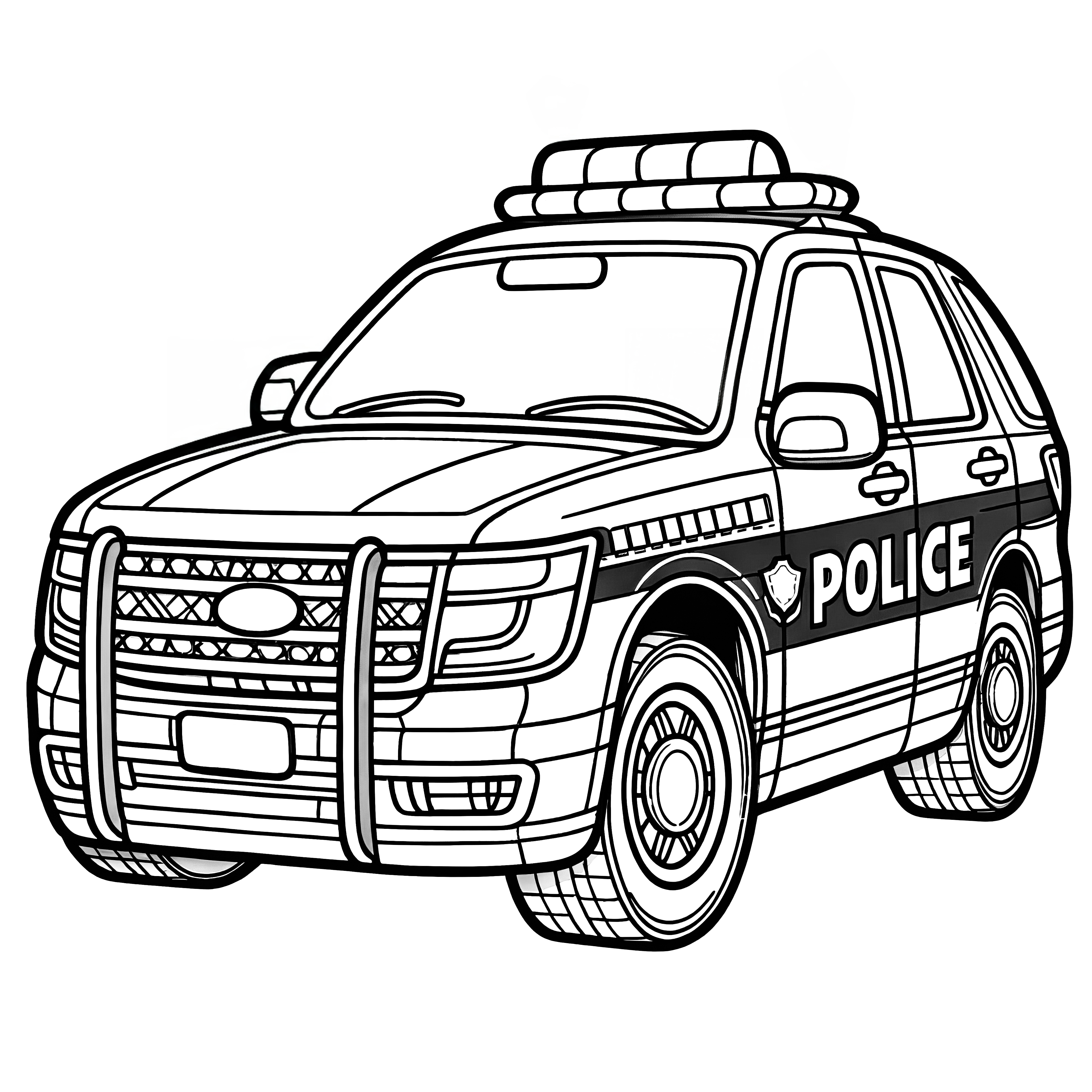 Classic police car: coloring page for free download