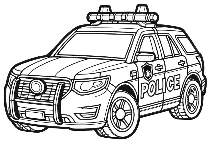 Coche de policía sencillo: imagen para colorear (gratis)