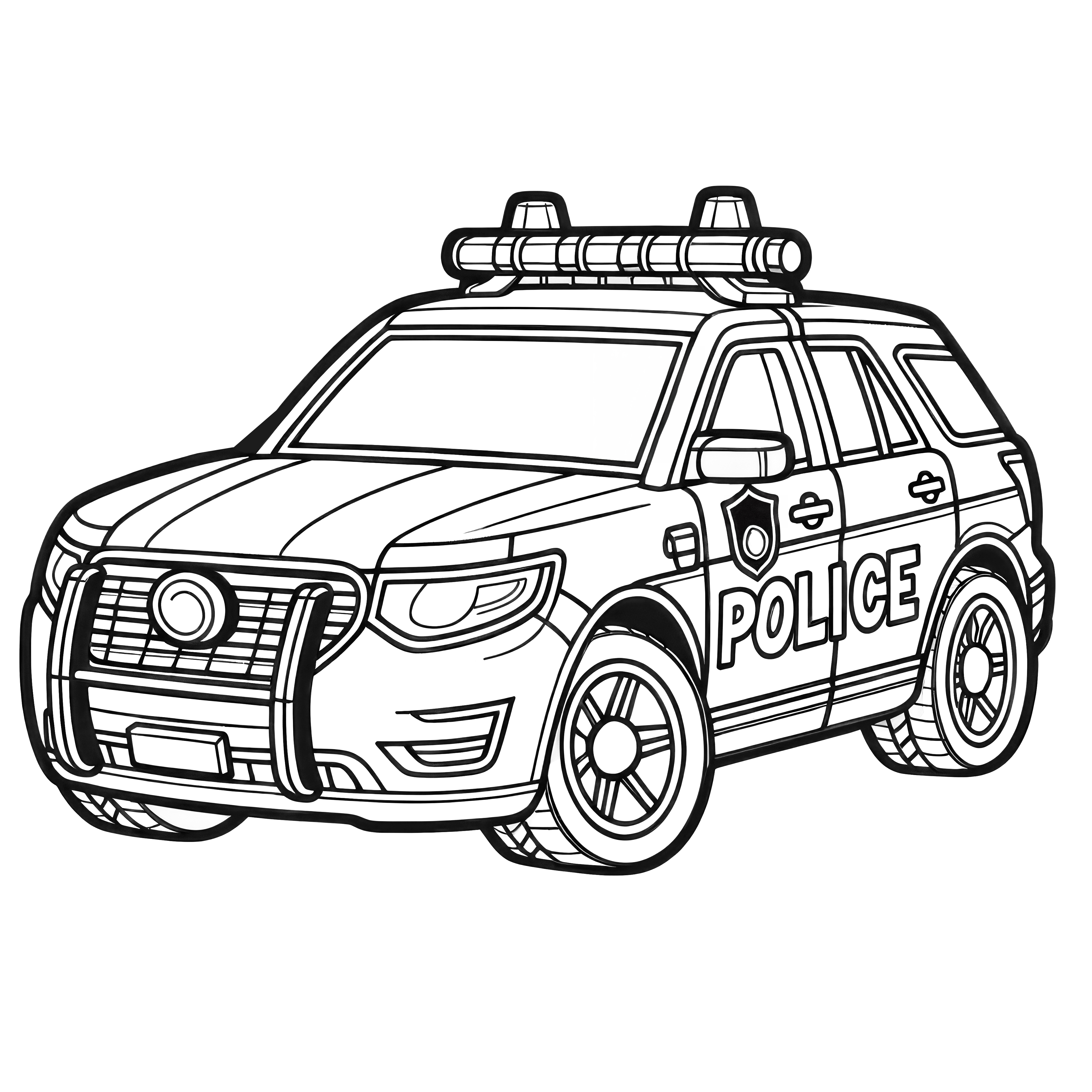 Simple police car: Picture for coloring (Free)