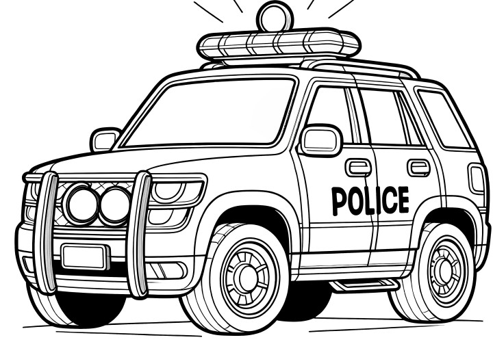 Descarga gratuita de dibujo para colorear de coche de policía: Ahora disponible