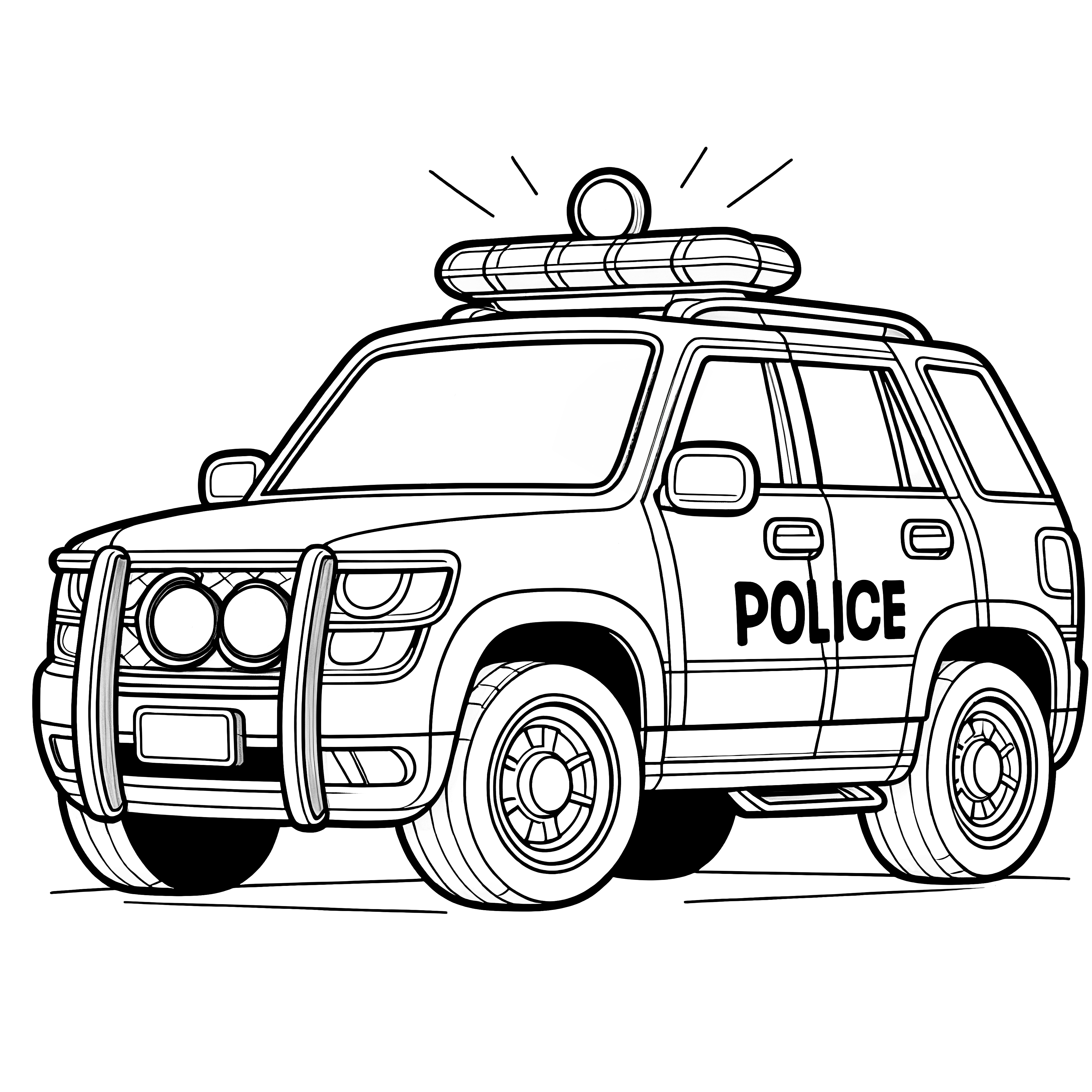 Carro de polícia todo-o-terreno para colorir: Descarregar agora gratuitamente