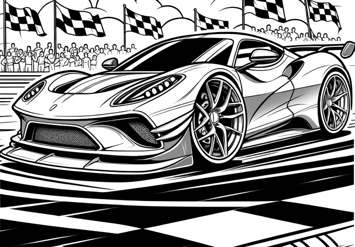 Sporty race car: Free coloring picture for download