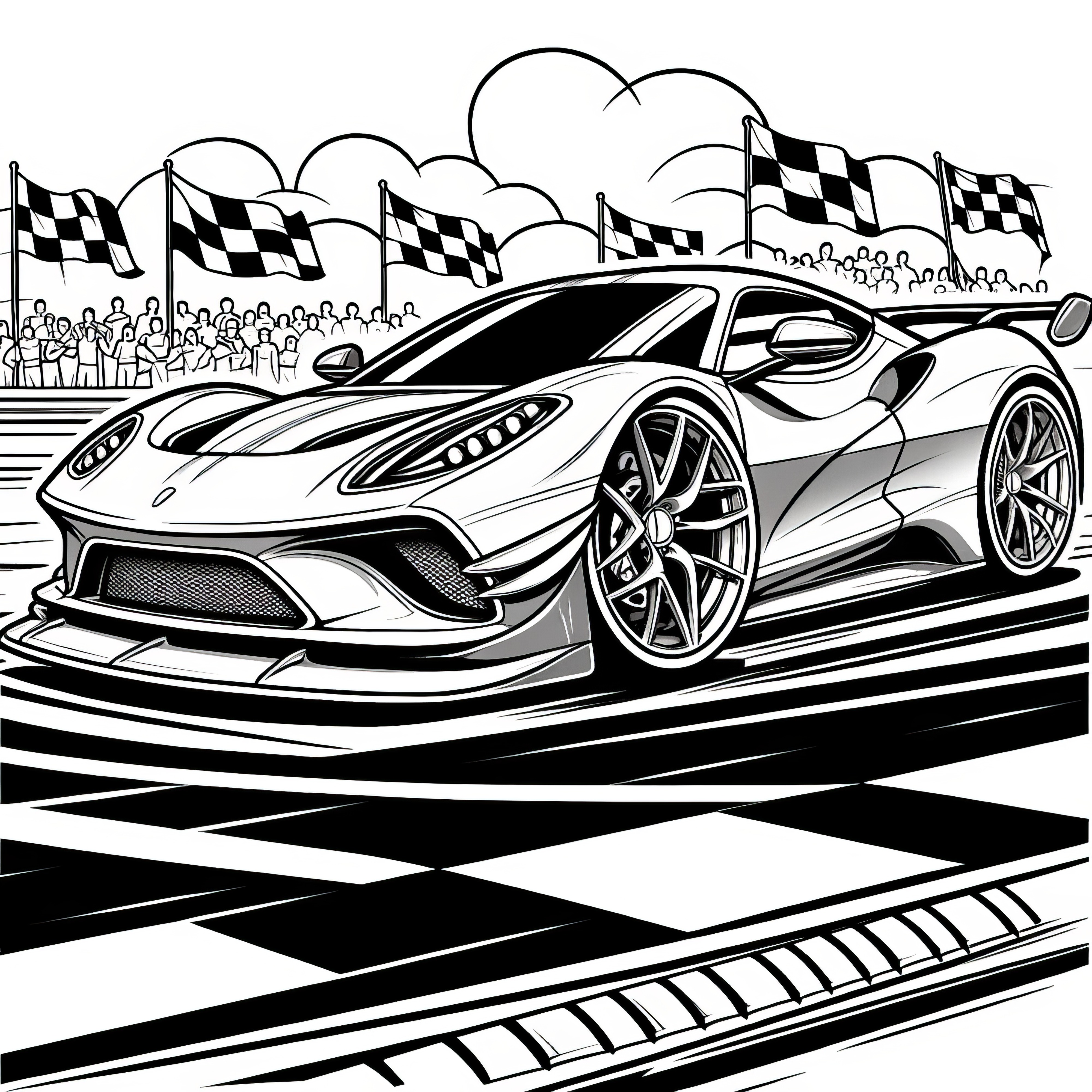 Sporty race car: Free coloring picture for download