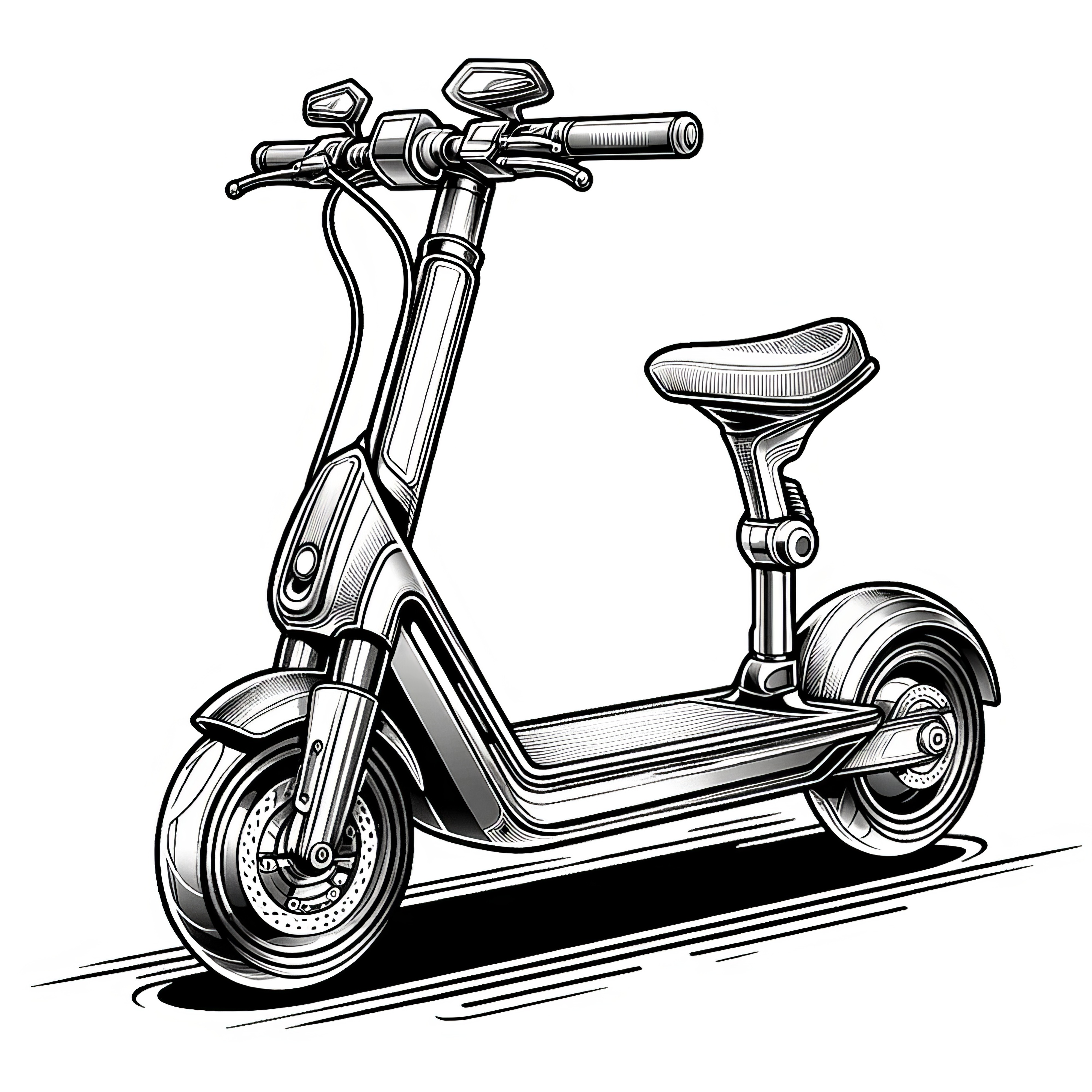 Detailed scooter: Complex coloring sheet to download (free)