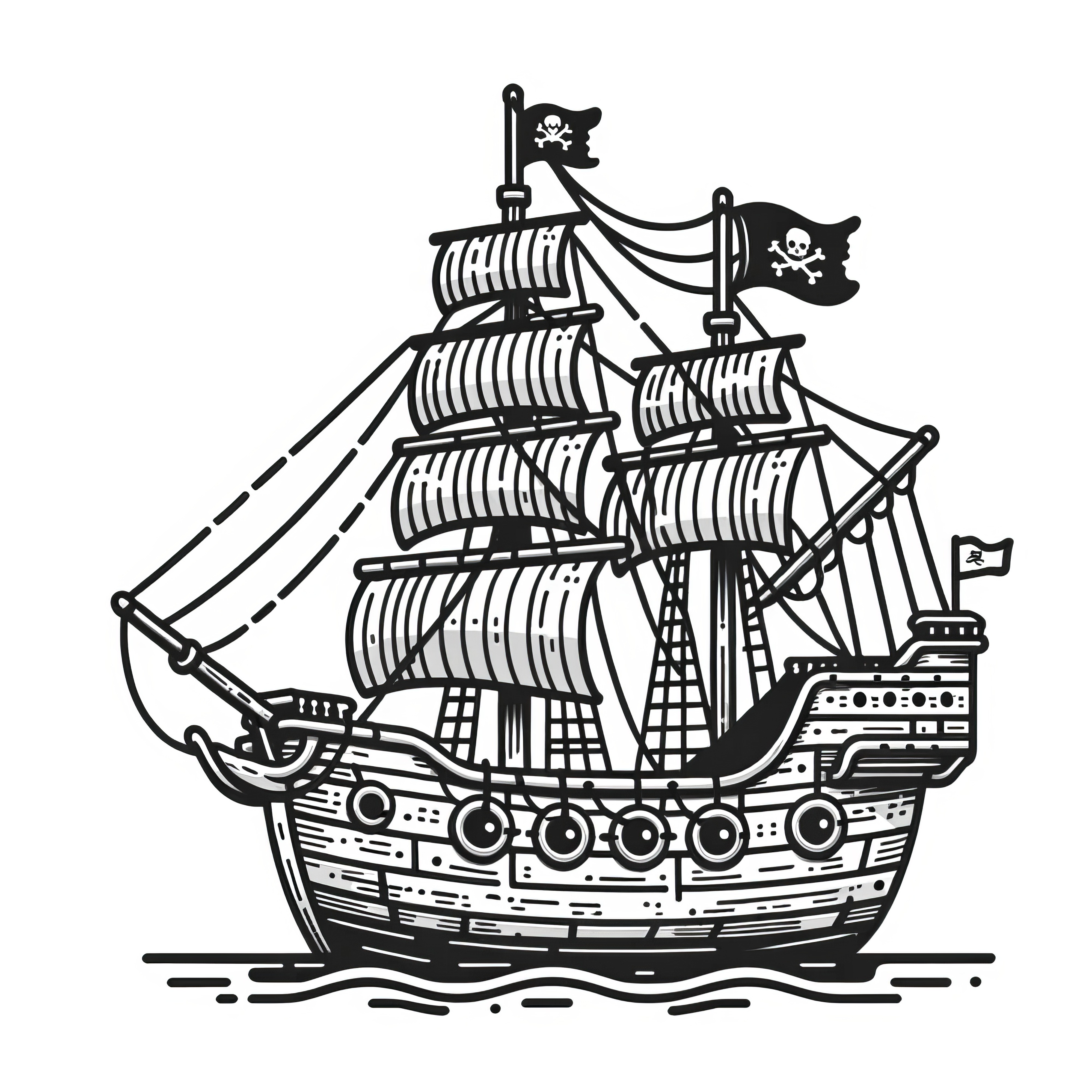 Old pirate sailing ship: Free coloring page to download