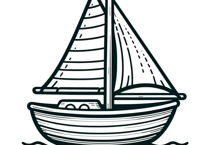 Small sailboat: Simple coloring picture for children (Free)