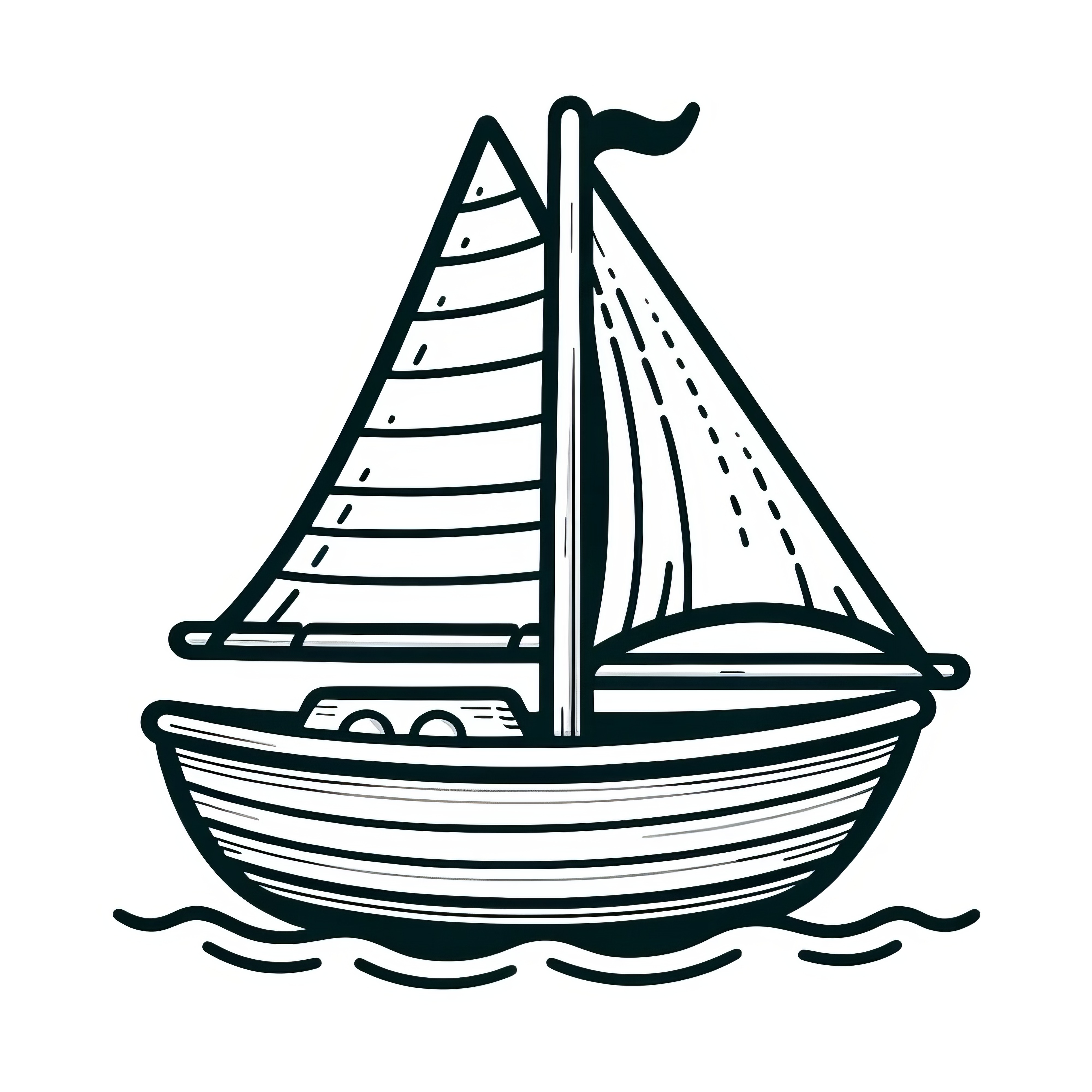 Small sailboat: Simple coloring page for children (Free)