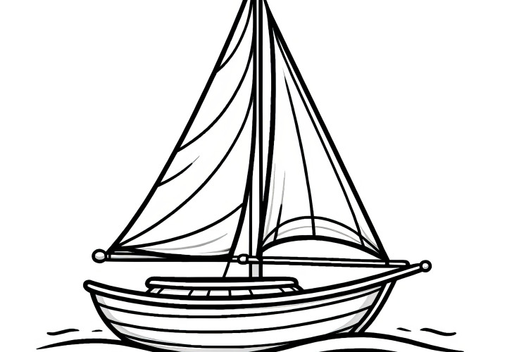 Dibujo para colorear sencillo: velero para que los niños descarguen