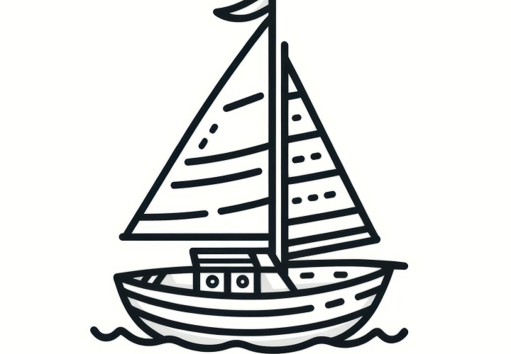 Sailboat on the sea: Simple coloring page for toddlers (Free)