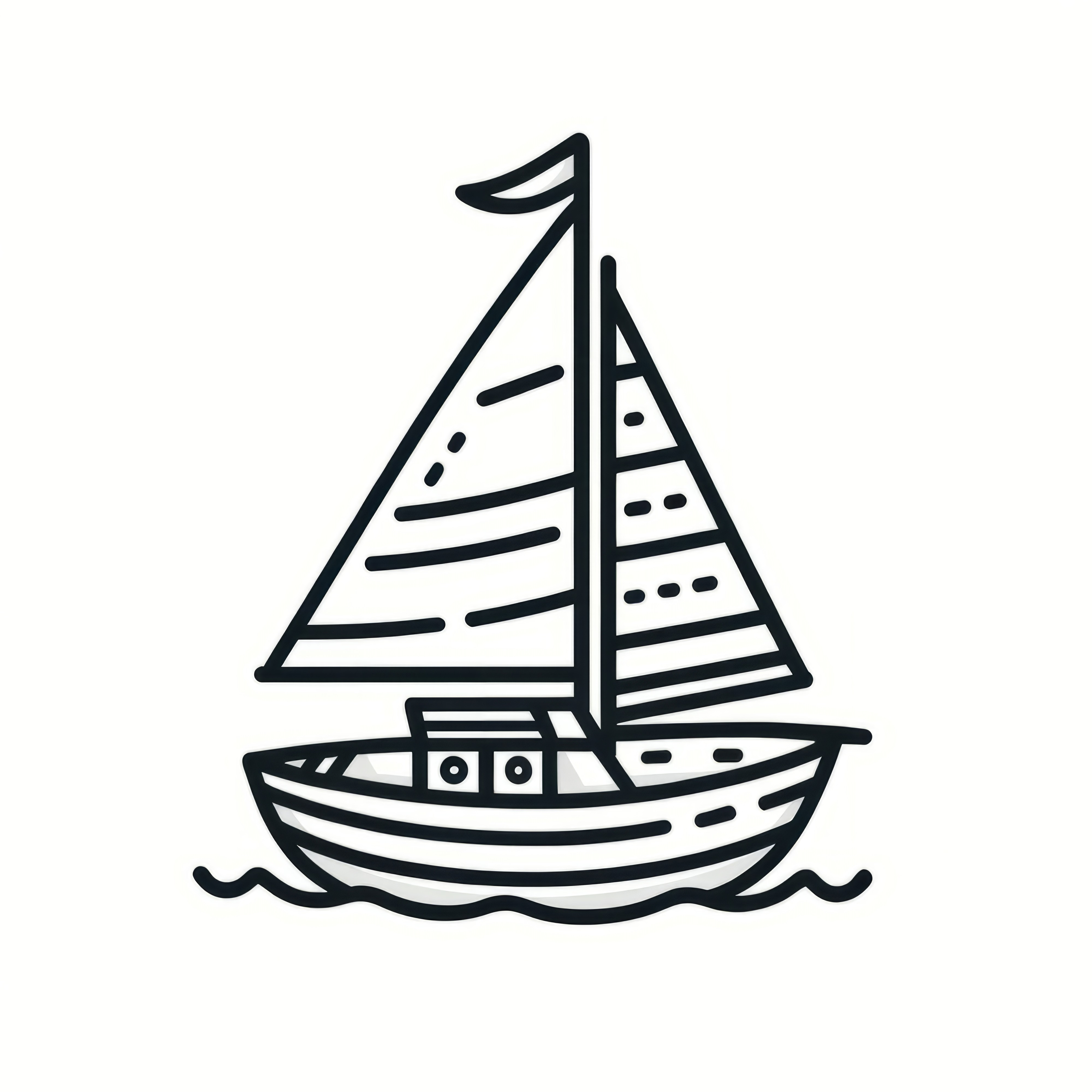 Sailing ship on the sea: Simple coloring page for toddlers (Free)