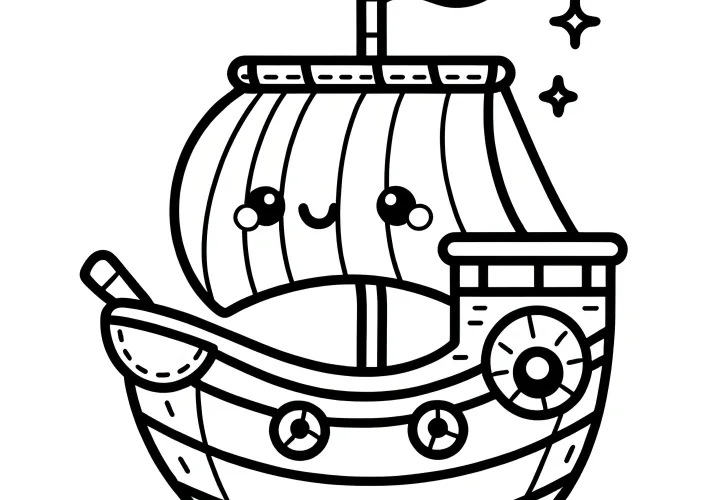 No, cute sailboat: coloring picture for free download