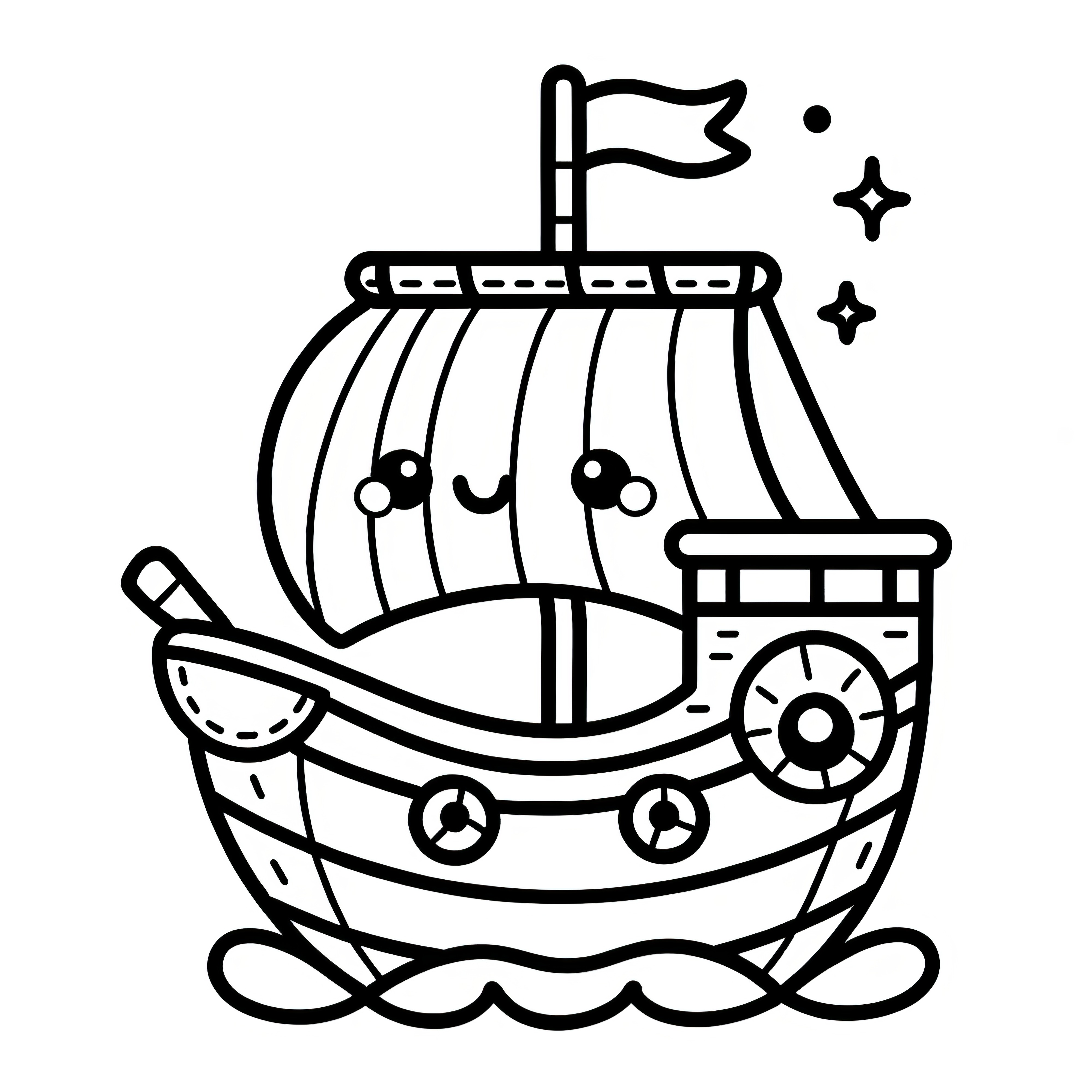 No, cute sailboat: coloring page for free download