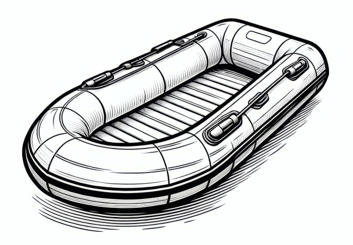 Inflatable boat: Simple coloring picture for children to download (Free)