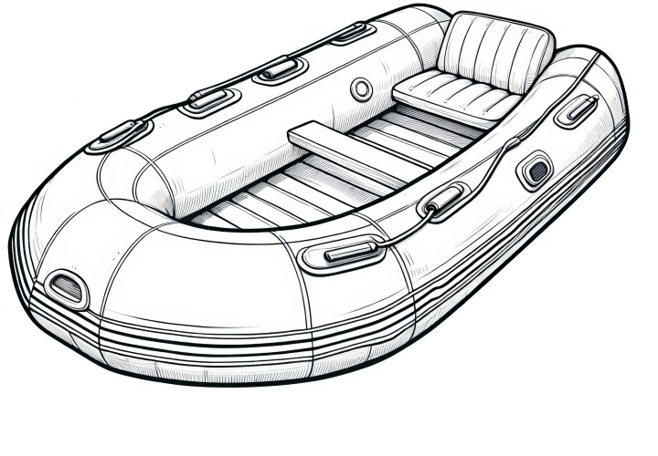 Inflatable boat with bench: Simple coloring page for download (Free)