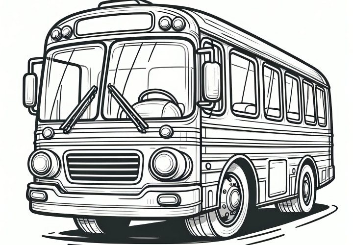 Old school bus: Simple coloring page for children to download (Free)