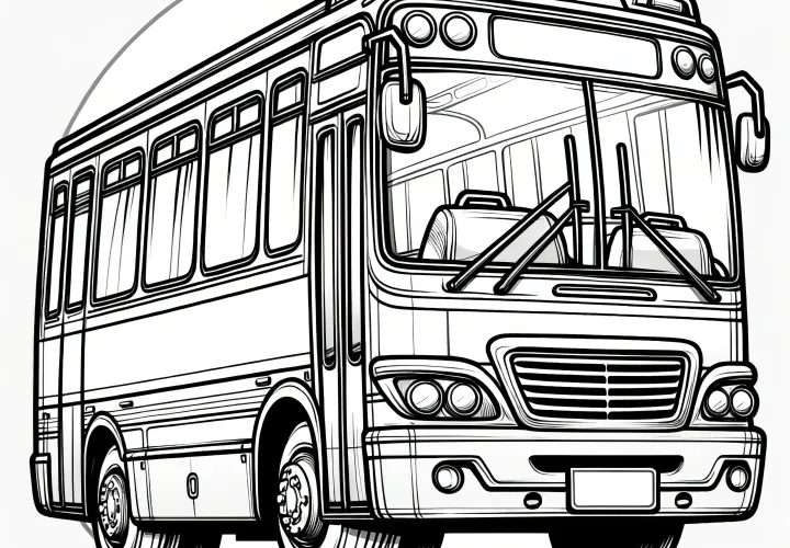 Classic school bus: Picture for coloring, free download