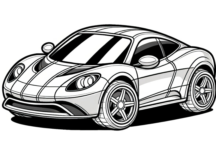 Small sports car: Simple coloring picture for download (Free)