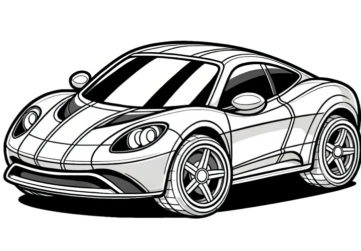 Small sports car: Simple coloring picture for download (Free)