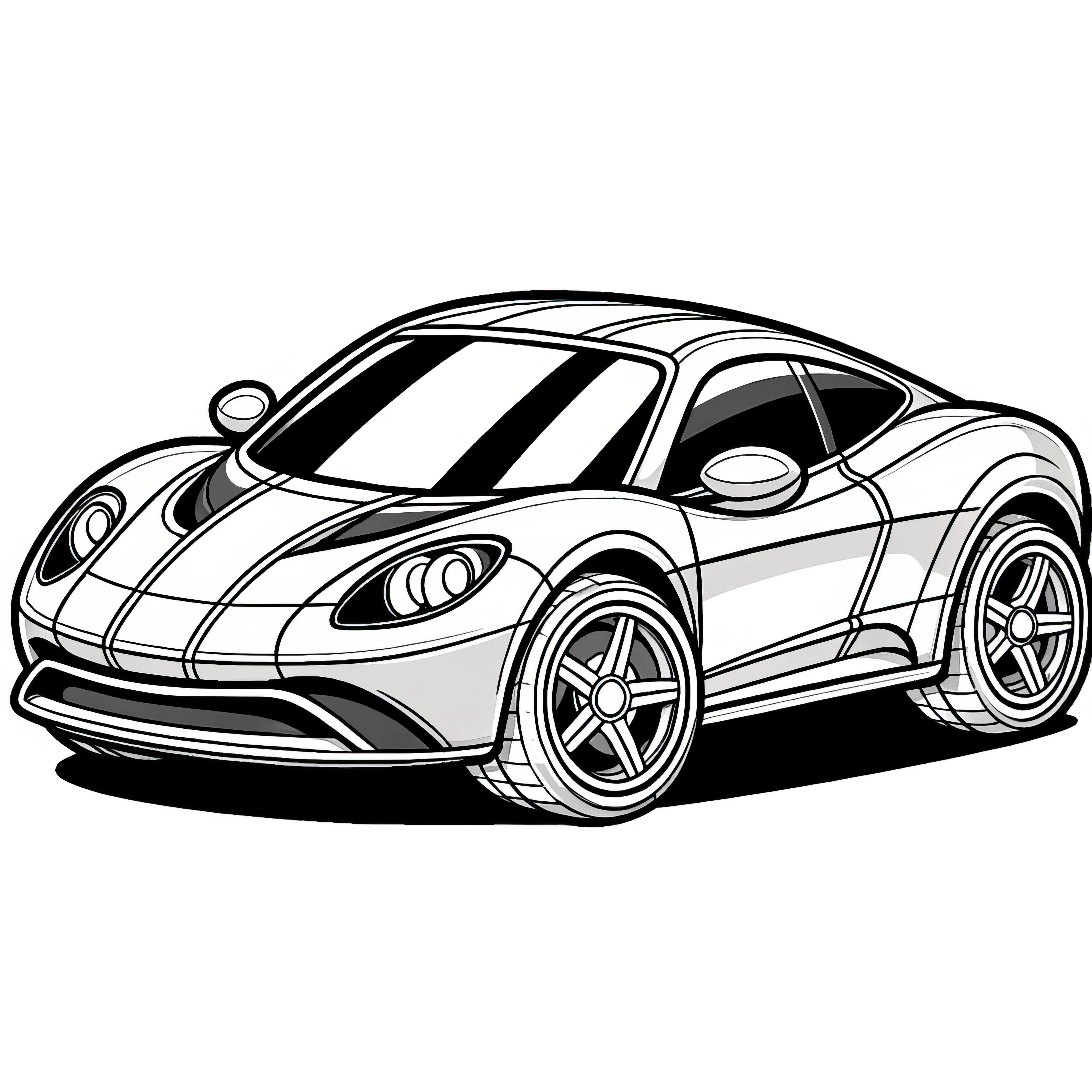 Piccola auto sportiva: Semplice disegno da colorare da scaricare (Gratis)