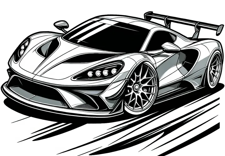 Sporty sports car: Your race car to color in (Free coloring page)