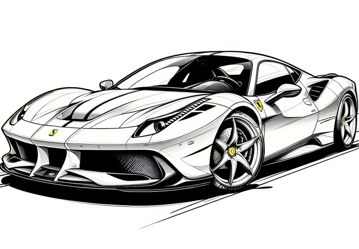 Auto sportiva veloce: disegno da colorare da scaricare (gratuito)