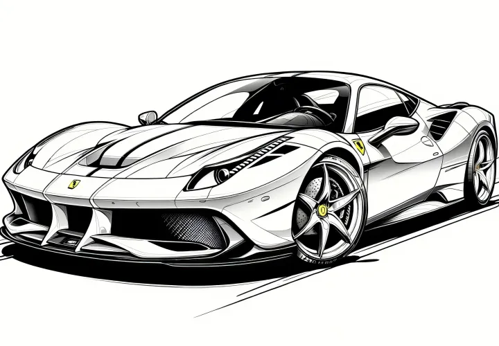 Fast sports car: Coloring picture for download (Free)