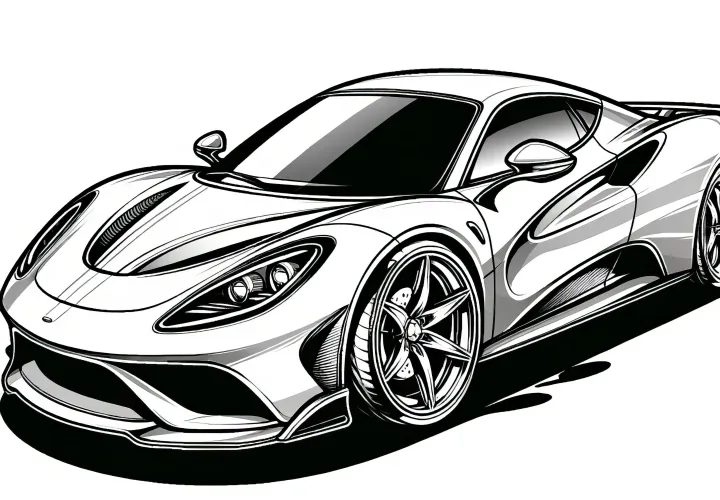 Carro desportivo com estilo: descarregue já o seu desenho para colorir gratuito