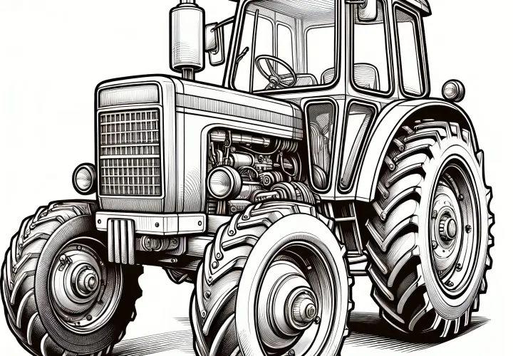 Detailed old tractor: Realistic coloring page (Free)