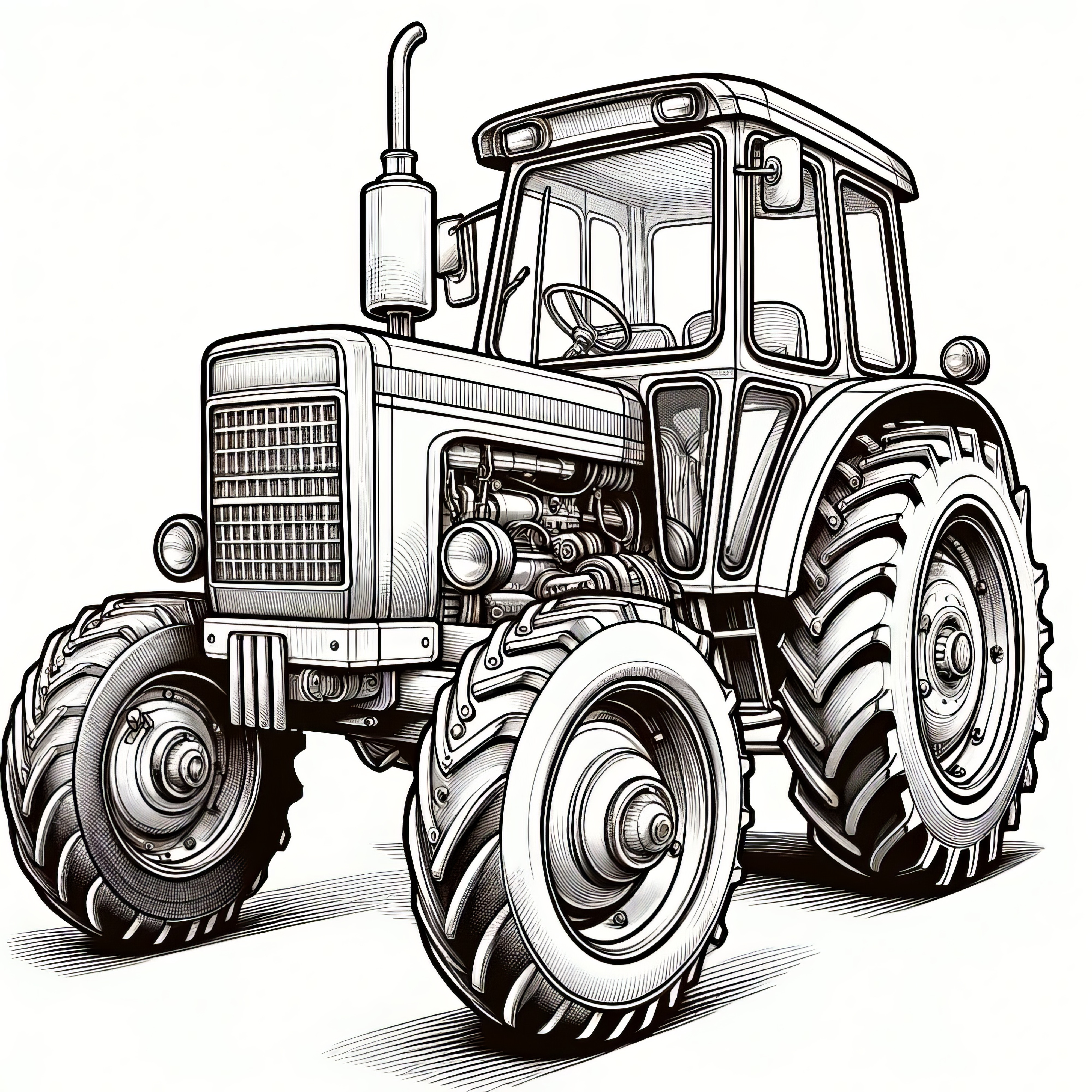 Detailed old tractor: Realistic coloring picture (Free)