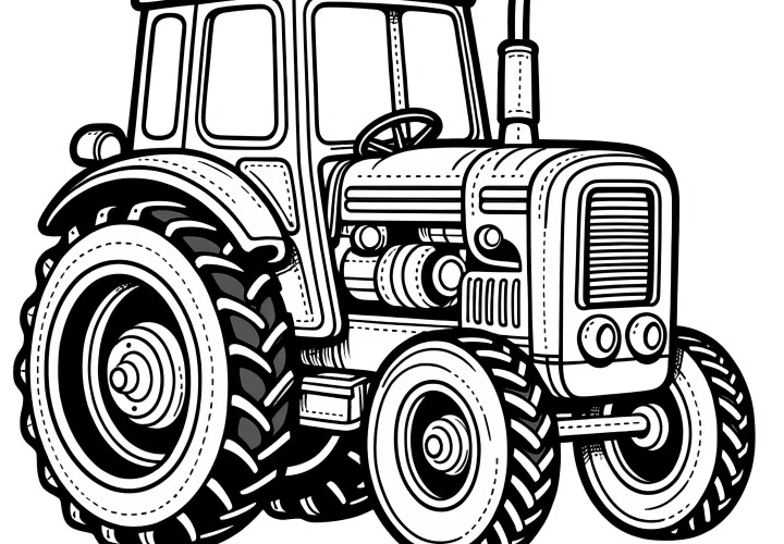 Small tractor to color: Easy coloring page for download (Free)