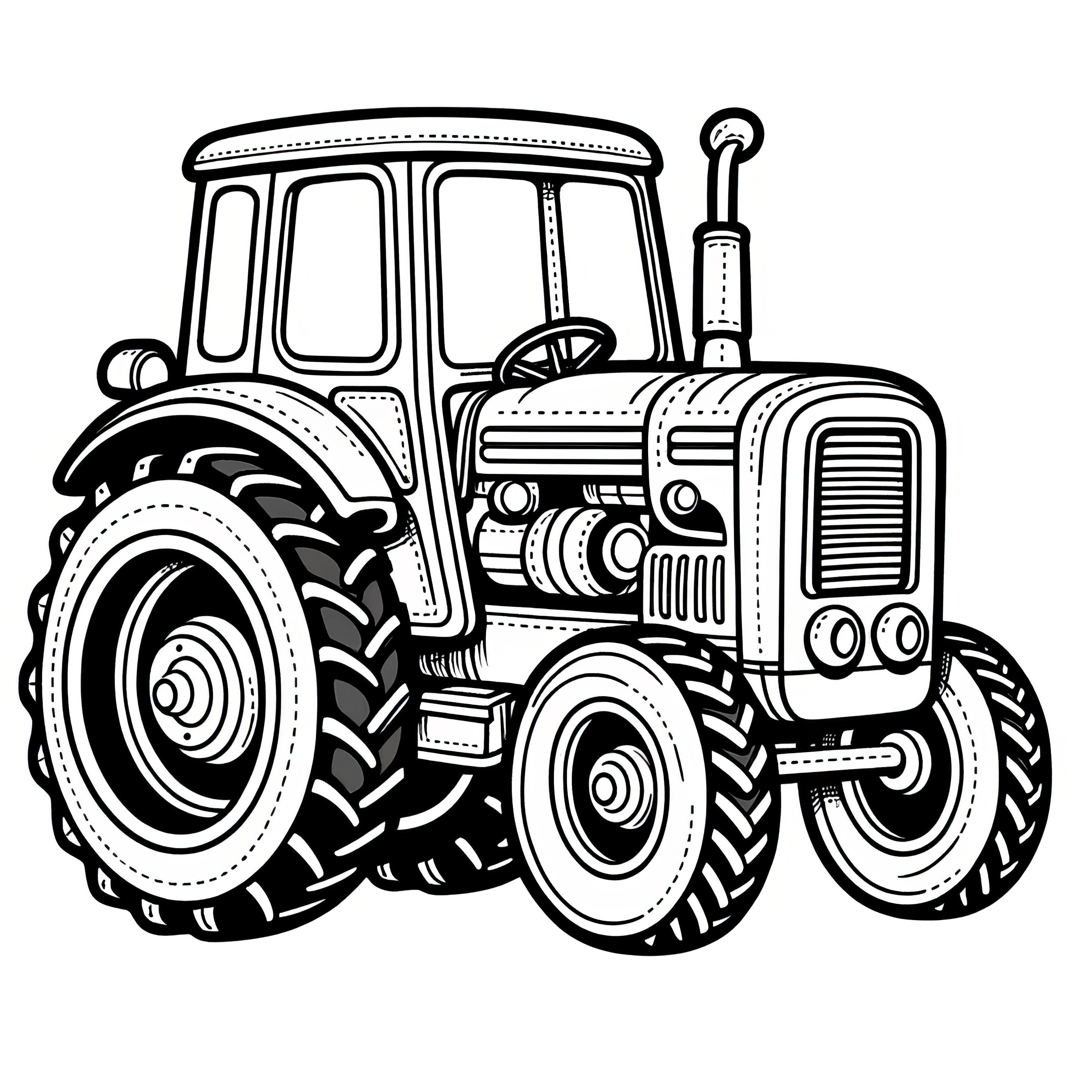 Small tractor for coloring: Easy coloring sheet for download (Free)